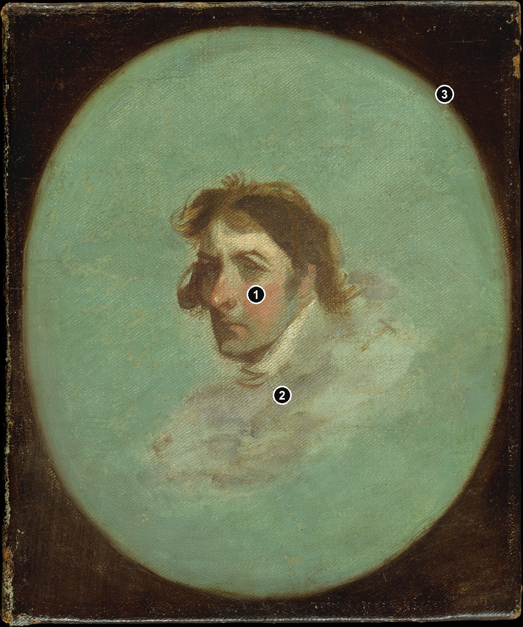 Annotated details from Gilbert Stuart’s Self-Portrait by Gilbert Stuart